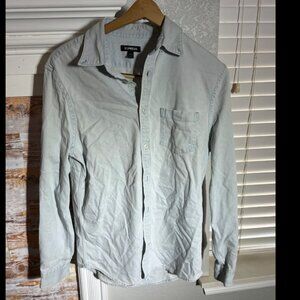 Express Light Wash Button Up Shirt Minimalist Casual Small